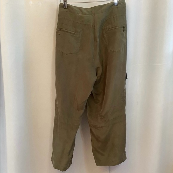 Bianca Nygard Pants Women’s Size 16 Silk Cargo Army Green - Picture 15 of 16